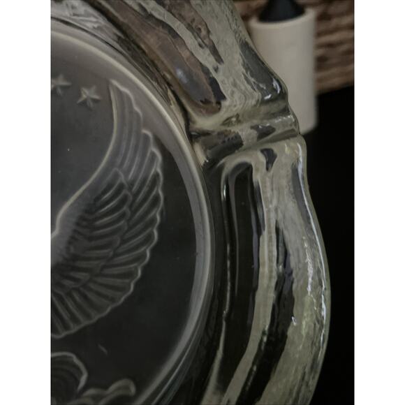 Vintage Indiana Glass Frosted American Eagle Ashtray cigar 10" very heavy 7 star - Picture 12 of 16